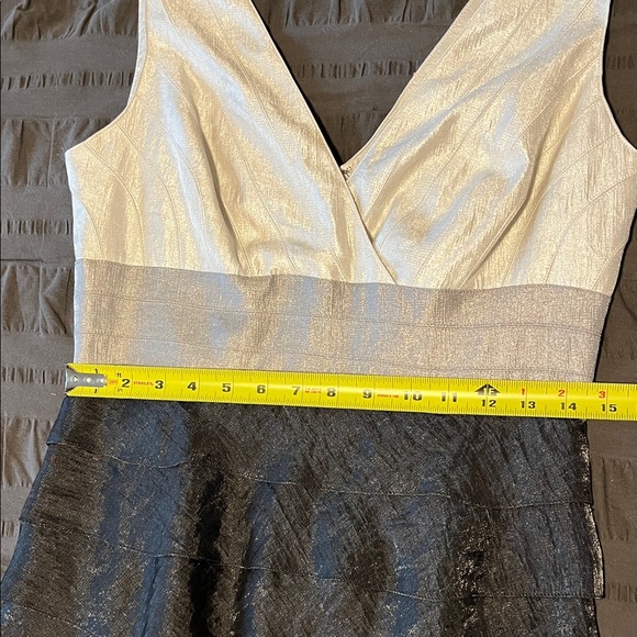 Adrianna Papell Black and White Layered Midi Dress - Picture 6 of 6